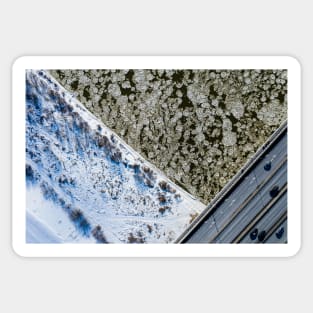 Ice floe on the river aerial view Sticker